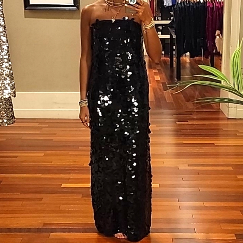 NWT Banana Republic Black Teia Sequin Maxi Dress Size 0